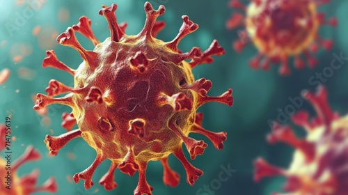 Close-Up of a Red and Yellow Corona covid 19 corona virus molecula