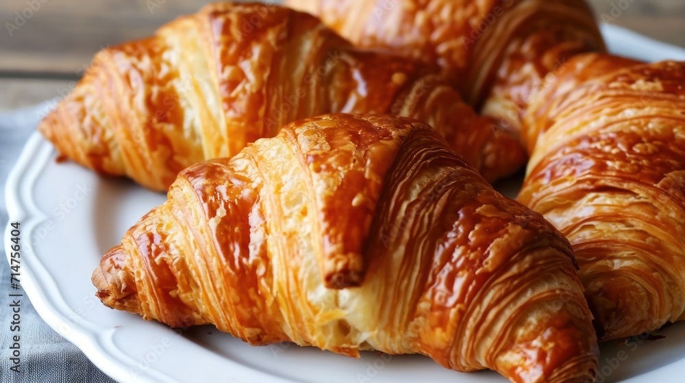 Close-Up of Plate With Croissants