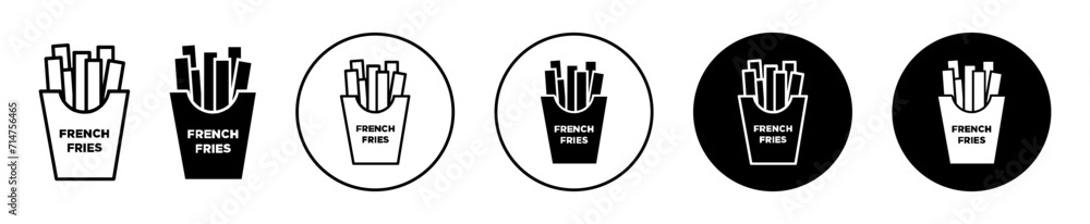 Obraz premium French fries symbol icon sign collection in white and black