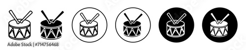 drums symbol icon sign collection in white and black