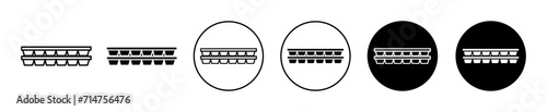 Ice cube plastic container symbol icon sign collection in white and black