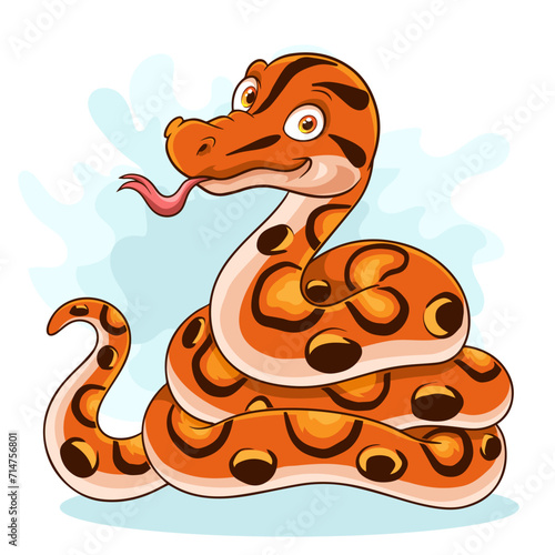 Cartoon Rainbow boa snake on white background