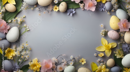 sfondo colorato di pasqua con uova e spazio vuoto photo