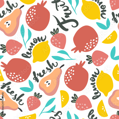 Fototapeta Naklejka Na Ścianę i Meble -  Seamless pattern with fruits .  Background for textile, fabric, stationery, clothes, accessories and other designs.