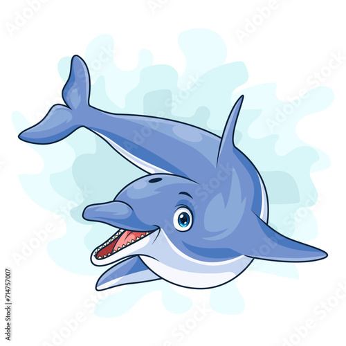 Cartoon Dolphin on white background
