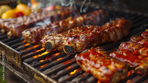 Close-Up of Grilled Meat With Ketchup