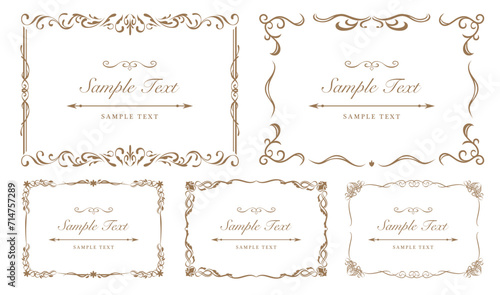 Set of Decorative vintage frames and borders  vector floral ornament.