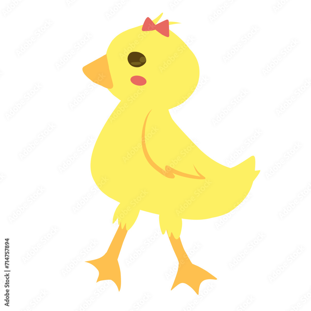 Cute yellow duck cartoon character