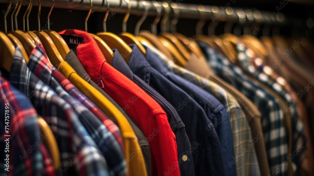 Assorted Shirts Hanging on Rail Assorted Shirts Hanging on Rail