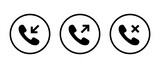 Incoming, outgoing, and missed call icon on circle line
