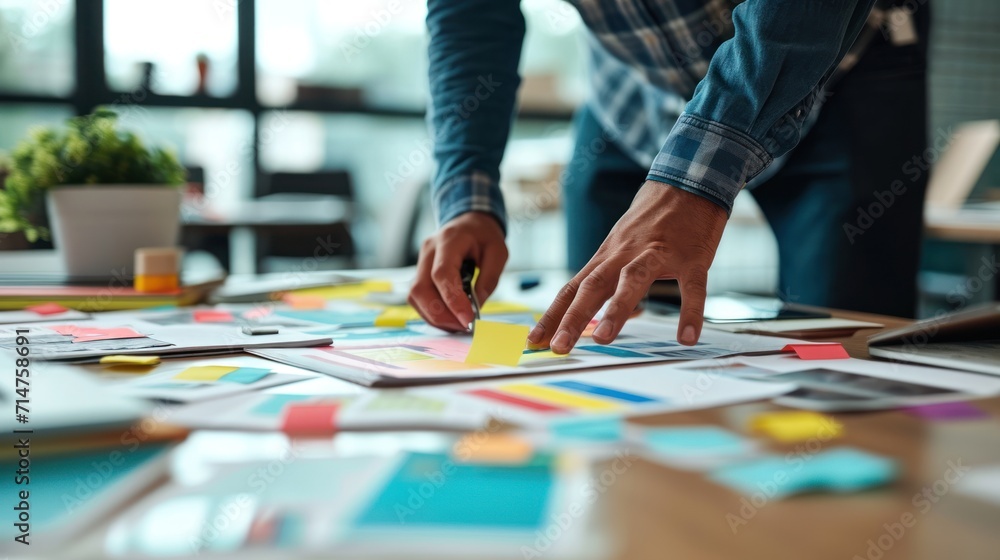 Fototapeta premium Person Placing Paper on Table