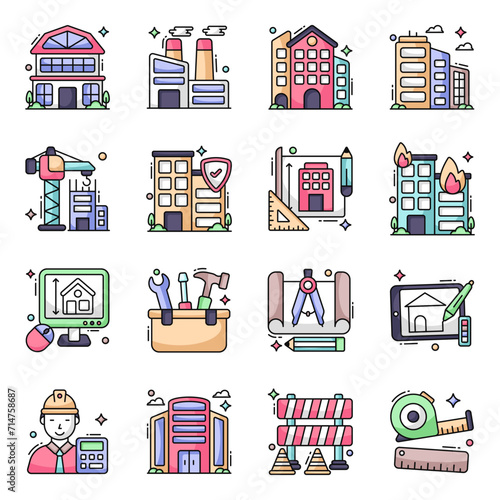 Pack of Architecture Flat Icons 

