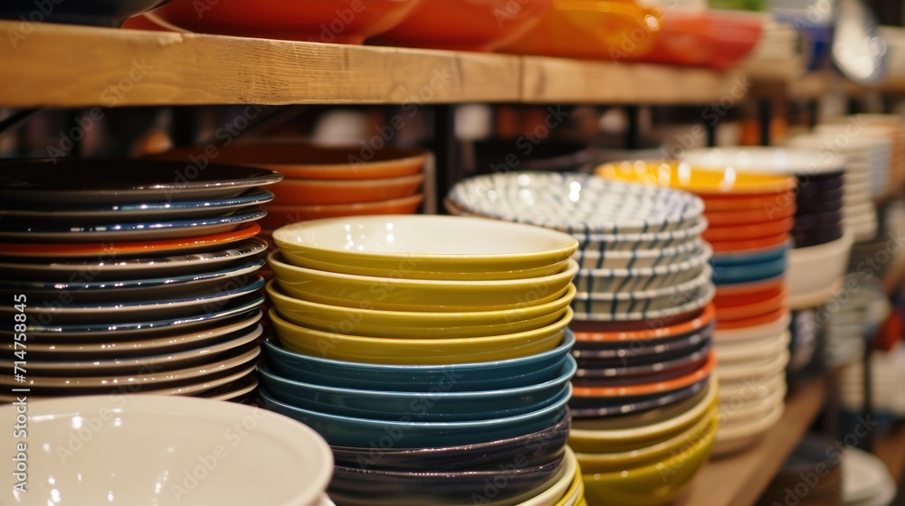 Stack of Plates on Shelf