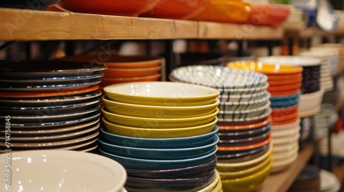 Stack of Plates on Shelf