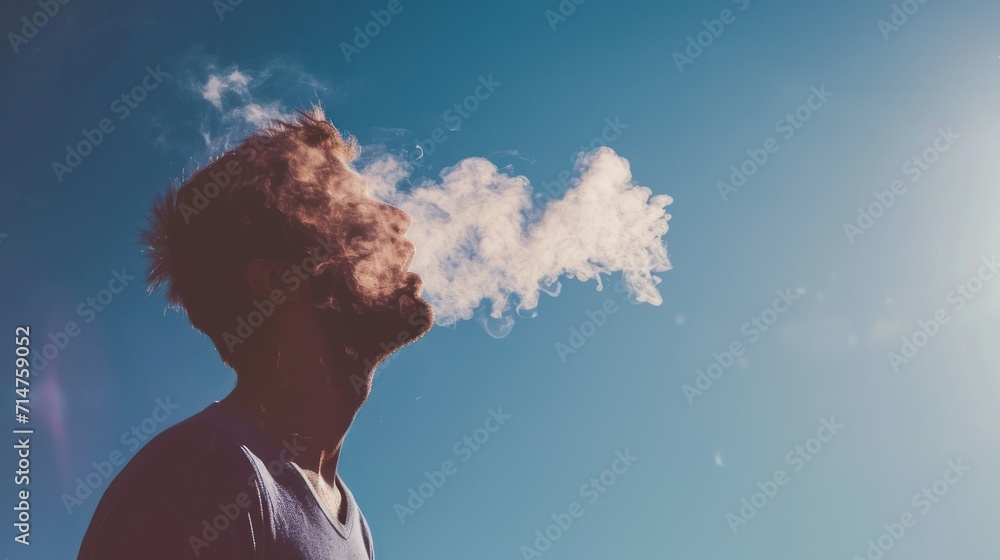 Man Standing in Front of Blue Sky With Cloud Man Standing in Front of Blue Sky With Cloud