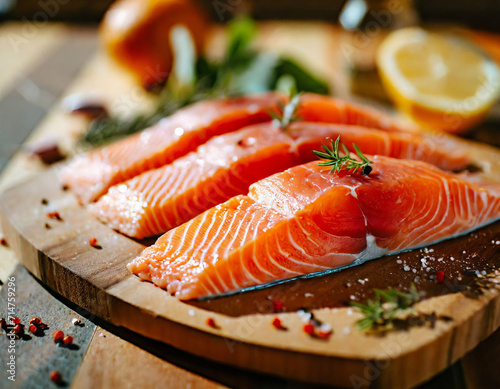 Fresh Salmon Fillet with Lemon: A Healthy Seafood Meal