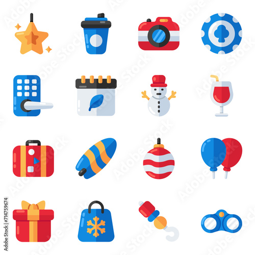 Set of Traveling and Hotel Flat Icons

