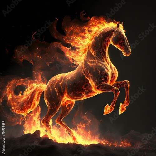 Fiery Horse, Fearless Warrior, Horse Thought Fire, Majestic, Powerful Horse, Symbol of Power and Strength Courage Through Hardship Nothing Will Stop Me I Shall Rise Above it All Creative Art Concept © Miguel Soares