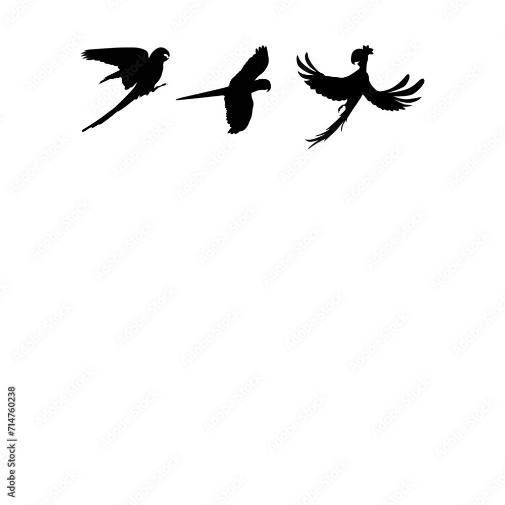 Fototapeta premium Vector silhouette flying birds on a white background. Tattoo.A Flock of Flying Birds.