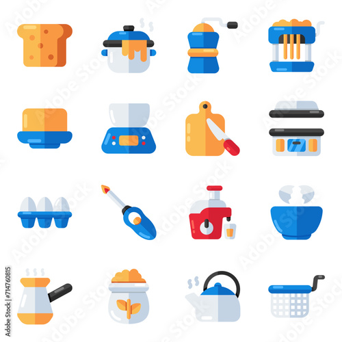 Set of Home Utensils Flat Icons

