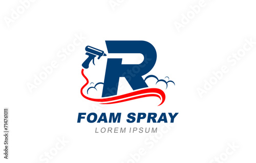 R Letter foam spray insulation logo template for symbol of business identity