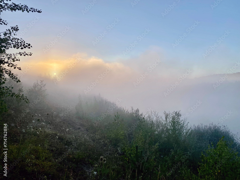Fototapeta premium Summer, sunny, warm, light landscape overlooking the horizon