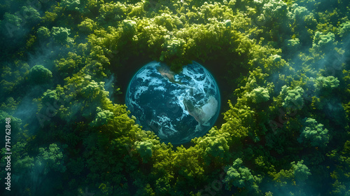Wallpaper Mural Heart-shaped planet earth in a forest. Concept of Environment, Forestry, perseverance, sustainability, ecology, NET ZERO and forest care. Torontodigital.ca