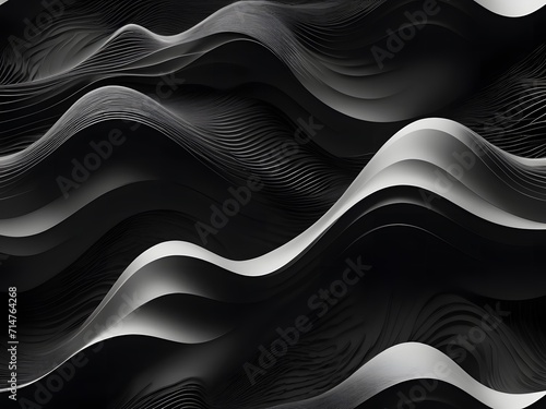 Elegant Black and White Waves Texture, Abstract Modern Art Design