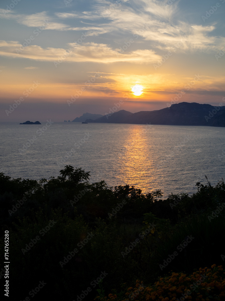 Sunset over the Amalfi peninsula