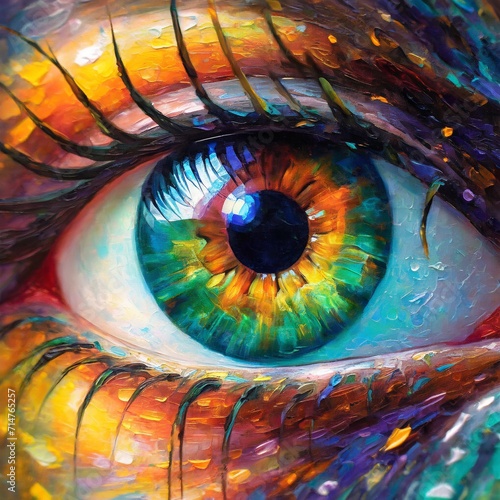 The Eye of the Eye Beautiful Closeup of Iris Closeup of a Beautiful Colorful Eye Art Concept