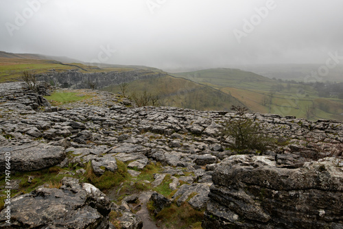 Mist over Malham Cove  in January  2024.