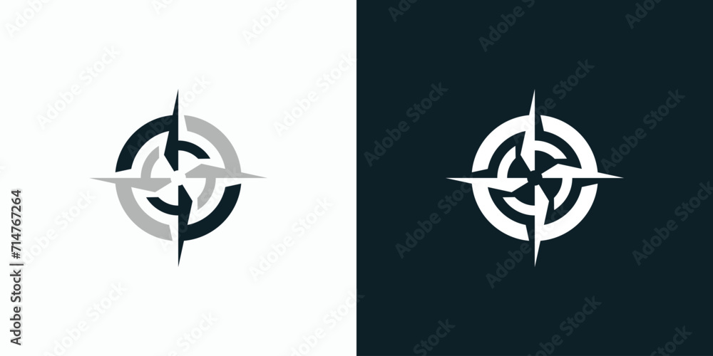 Compass icon illustration vector logo design. - obrazy, fototapety, plakaty 