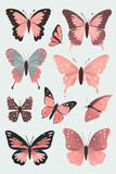 Set of Butterfly Stickers: Create a Delicate and Playful Atmosphere with these Watercolor-Styled Pink and Abstract Decals.
