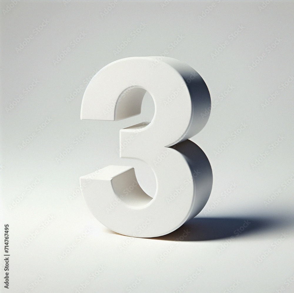 3d number 3 in white background, Ai generated 3d number 3 in white background, Ai generated
