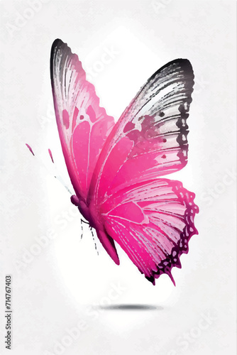 Set of Butterfly Stickers: Create a Delicate and Playful Atmosphere with these Watercolor-Styled Pink and Abstract Decals.