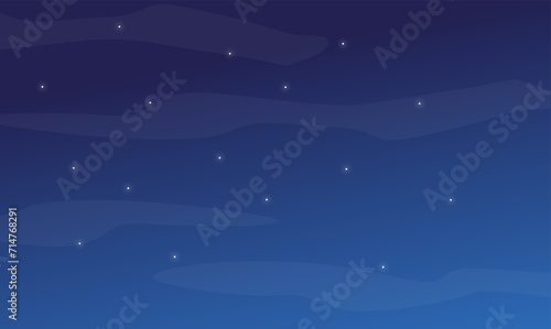 Vector landscape of sky clouds and moon at night, desert sky view, mountain sky © Riska