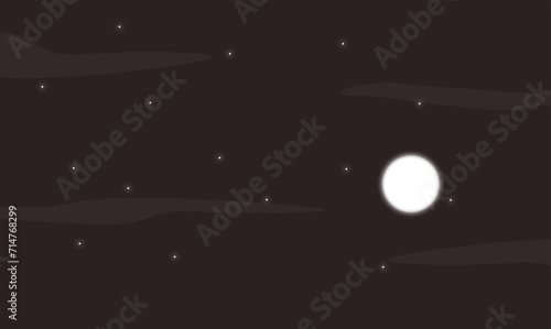 Wallpaper Mural Vector landscape of sky clouds and moon at night, desert sky view, mountain sky Torontodigital.ca