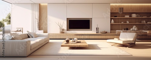 Minimalist Interior Design, A minimalist living room with sleek furniture, neutral colors, and a spacious, uncluttered look