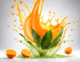 Wonderful computer screenshot of a big splashing of orange juice rising up