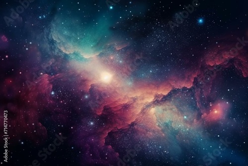 Illustration of colorful galaxy with stars and space. Generative AI