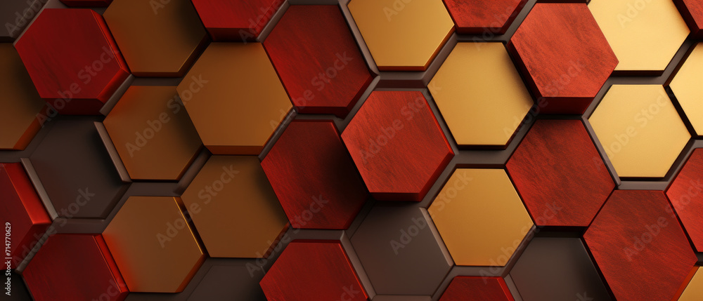 Hexagonal Red and Gold Pattern Hexagonal Red and Gold Pattern