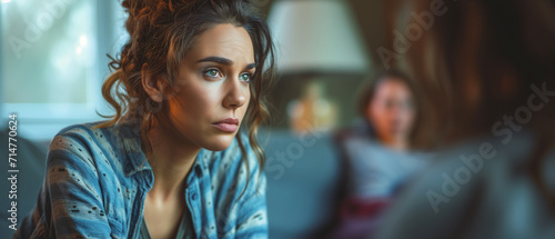 Introspective Young Woman Contemplating in Soft Indoor Light, A Moment of Quiet Reflection Captured