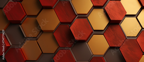 Hexagonal Red and Gold Pattern
