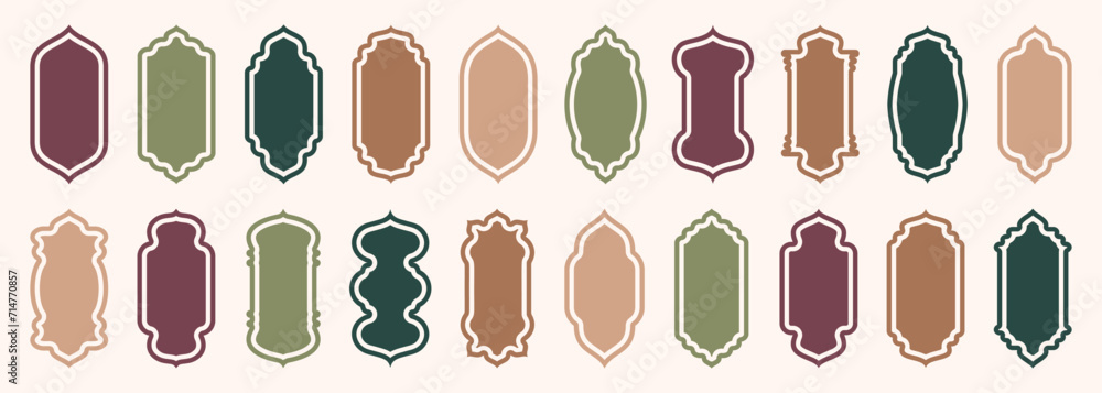 Shape Islamic door and window silhouette Arabic arch. Collection of patterns in oriental style. Frames in Arabian Muslim design for Ramadan Kareem. Vector mosque gate shape isolated on white Shape Islamic door and window silhouette Arabic arch. Collection of patterns in oriental style. Frames in Arabian Muslim design for Ramadan Kareem. Vector mosque gate shape isolated on white