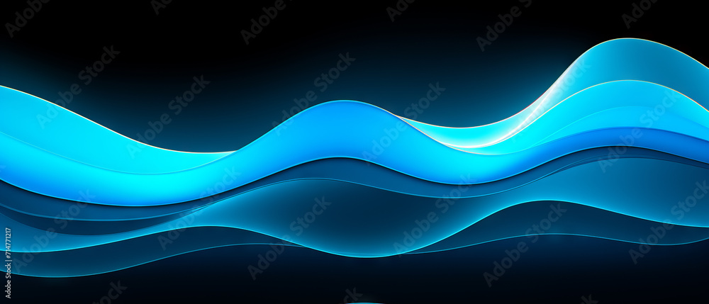 Fototapeta premium Fluid Aqua Light Waves on Dark Background