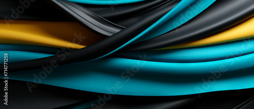 Turquoise Accents on Black Abstract Curves