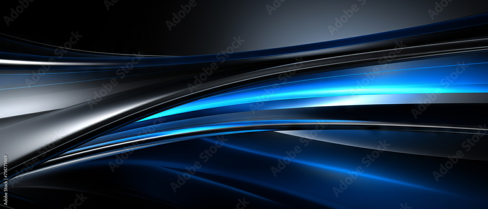 Sleek Metallic Blue Stripes on Black Sleek Metallic Blue Stripes on Black