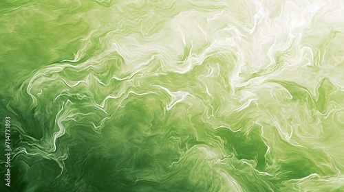 fluid shapes and calmness green background - AI Generated Abstract Art