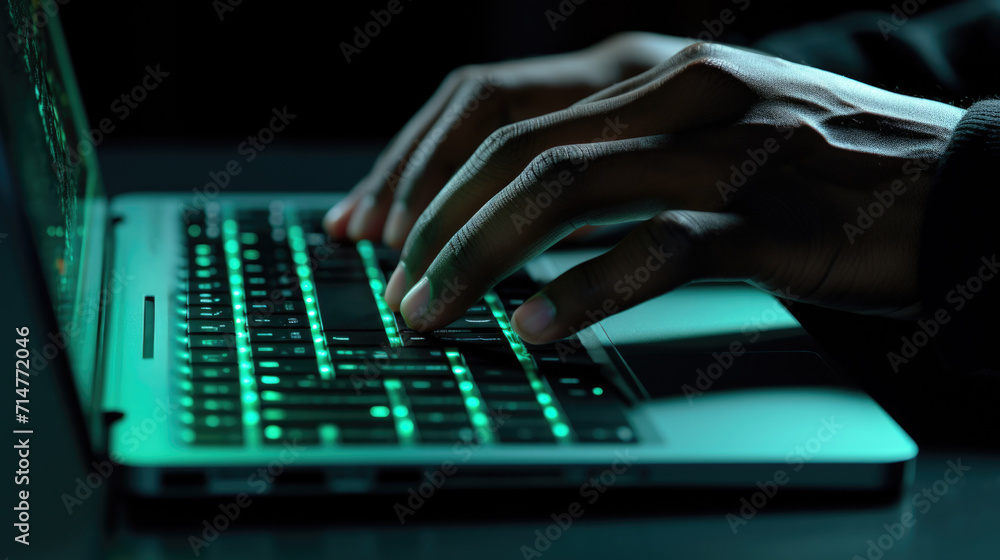 Close-Up of Hands Typing on Laptop Keyboard, Generative AI
