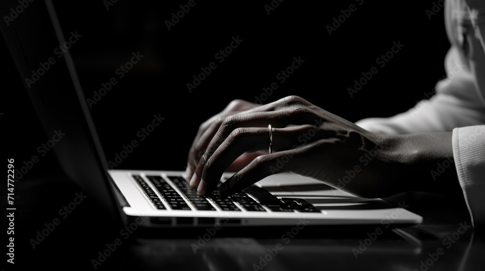 Close-Up of Hands Typing on Laptop Keyboard, Generative AI